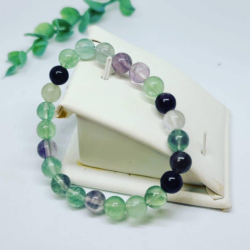 Rainbow Fluorite beaded bracelet 8 mm